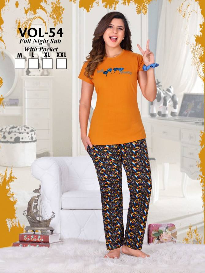 Ft 54 Night Wear Hosiery Cotton Wholesale Night Suits Collection